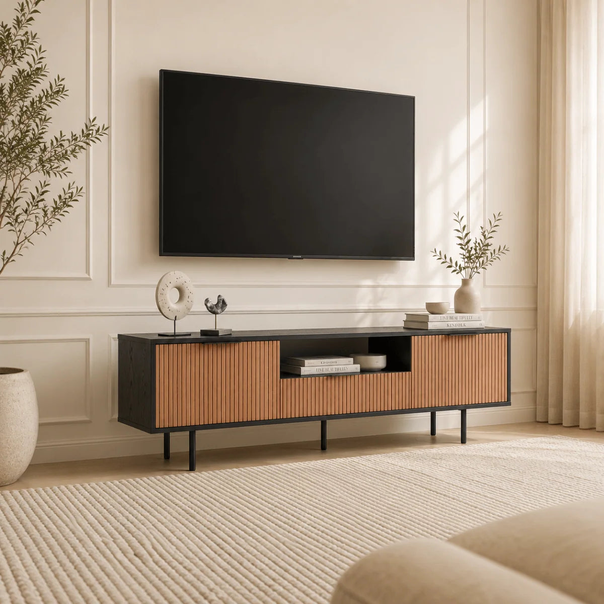 Canva Tv Unit Black Walnut 200cm