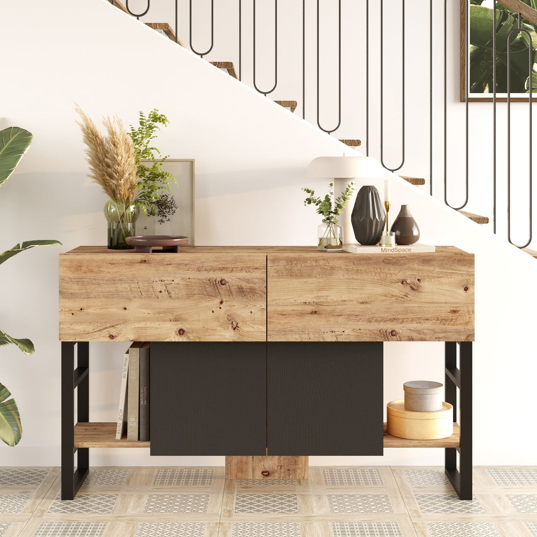 Solenne Entryway Table With Storage Pine