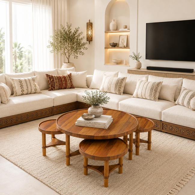 425 Walnut Coffee Table with 3 Side Tables