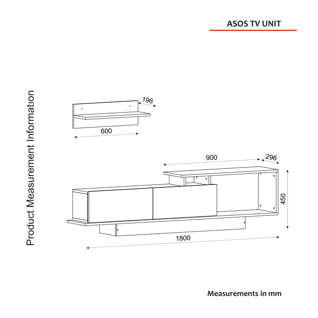 Aster TV Unit with Wall Shelves White