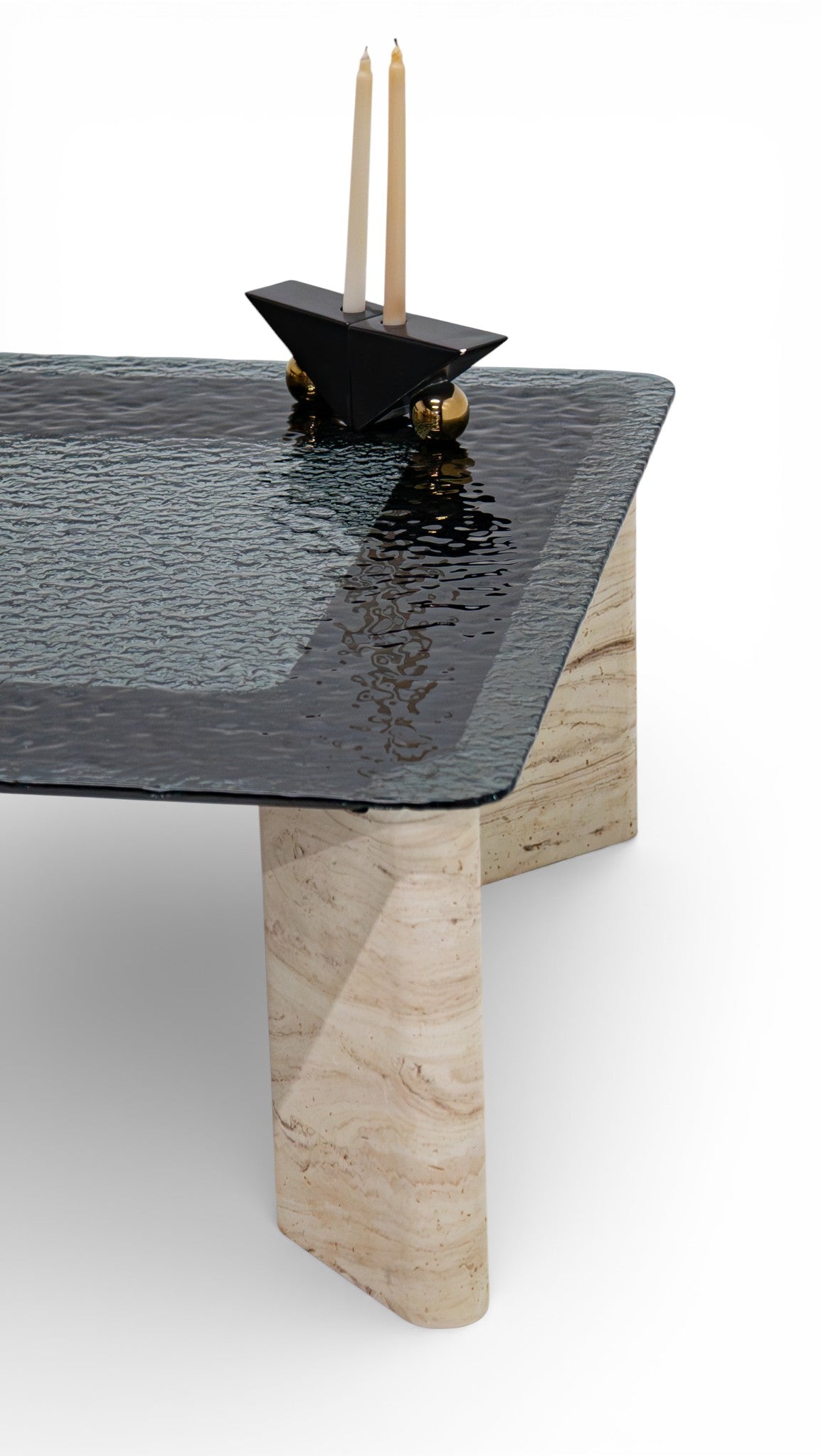 807 - 808 Travertine Smoked Coffee Table Set