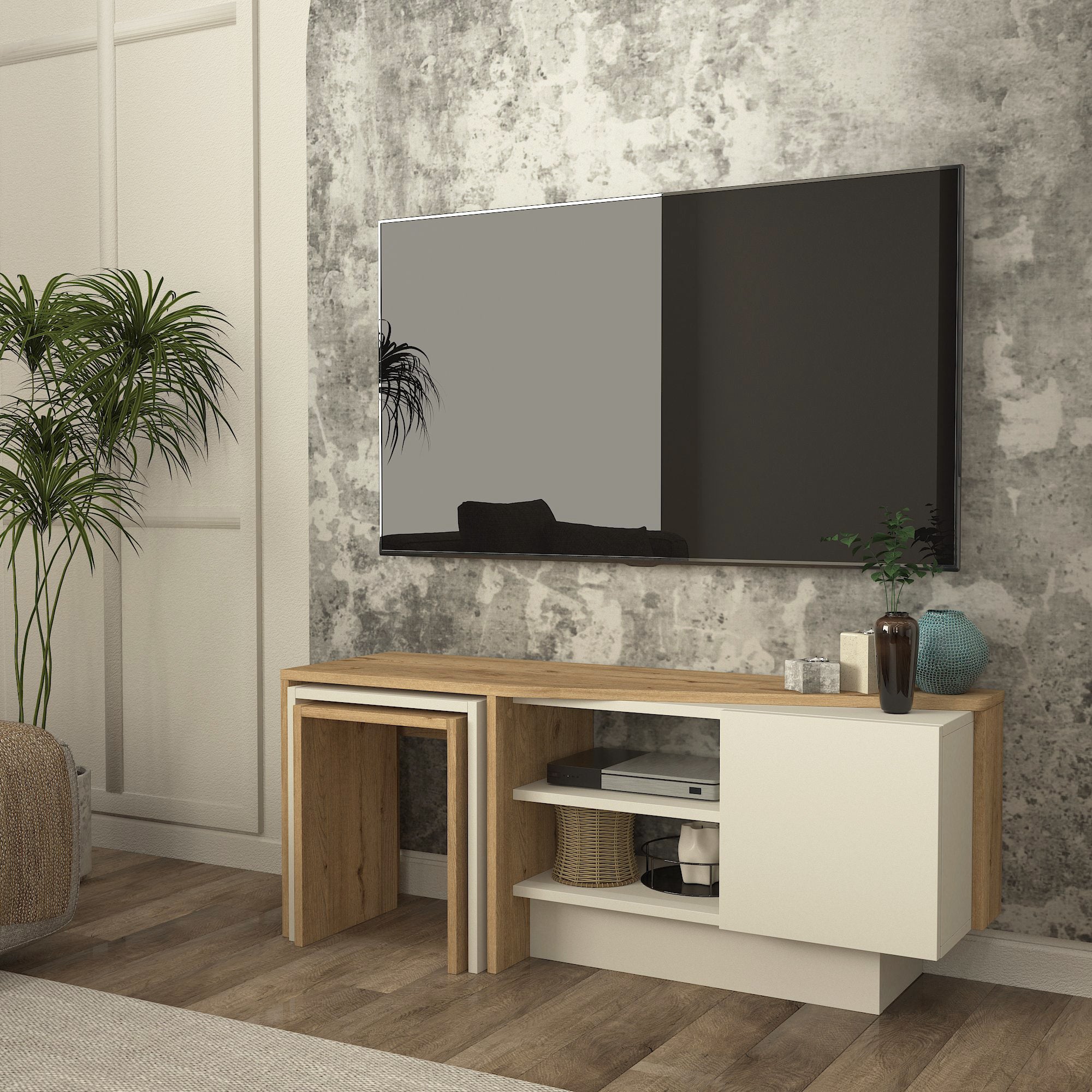 Rodega TV Stand with Nesting Table