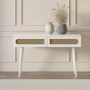 Claude Rattan Console Table White