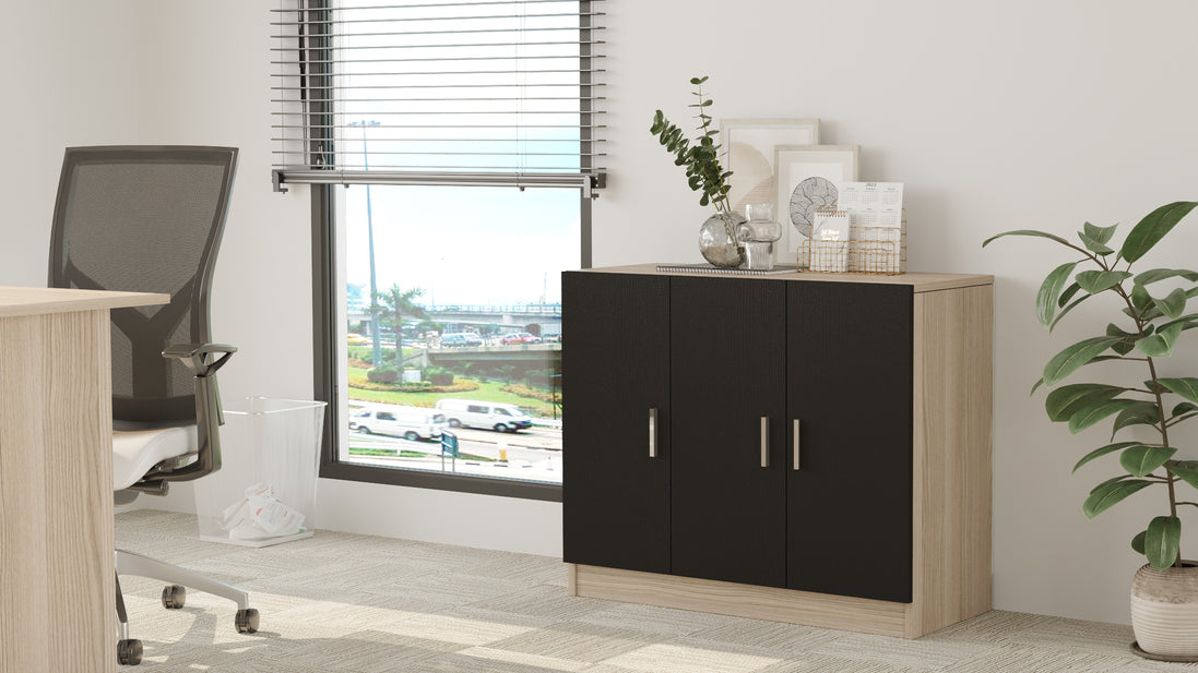 Valmere Book shelve file cabinet Wide Oak
