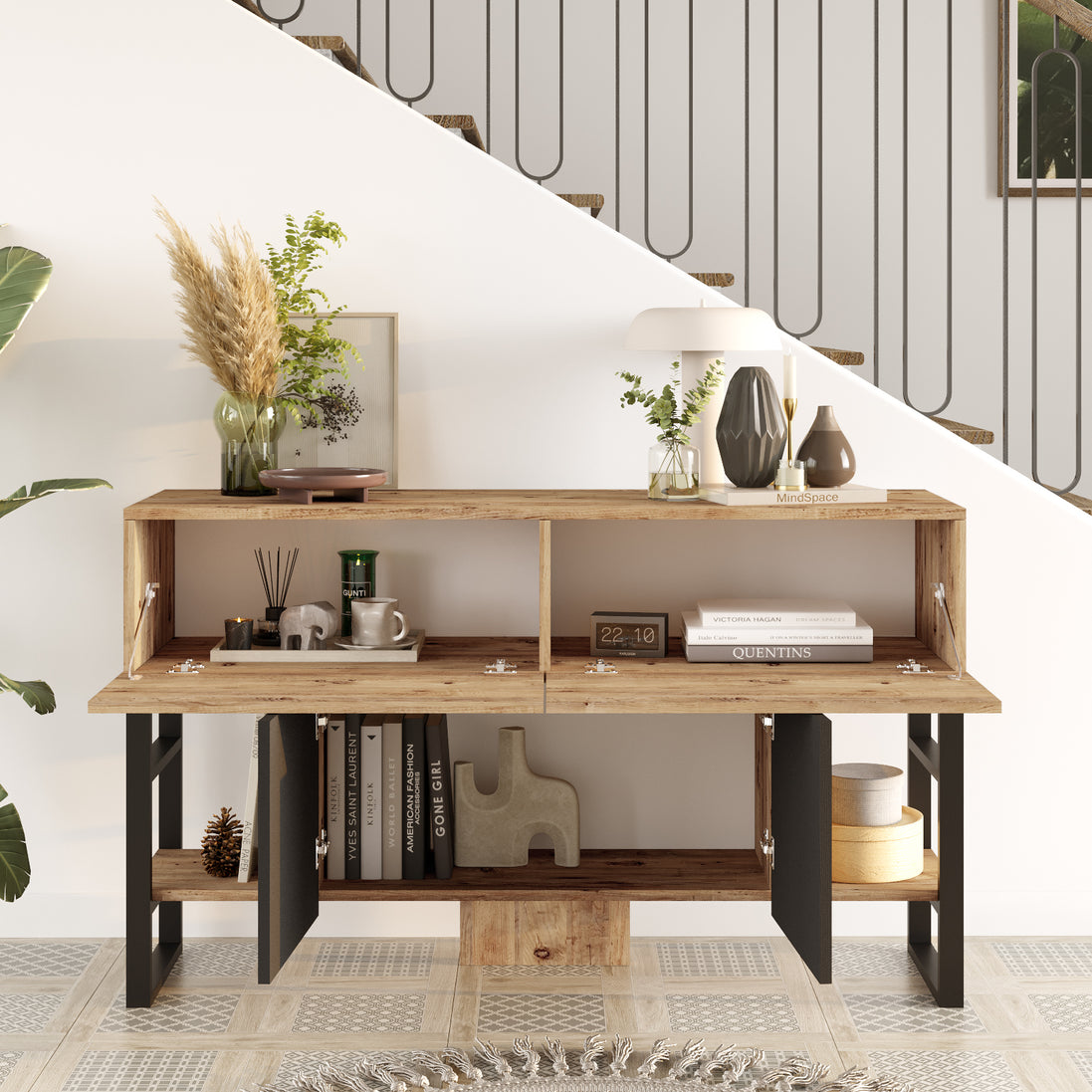 Solenne Entryway Table With Storage Pine