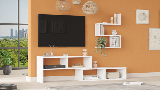 Veloura TV Unit with Wall Shelves White