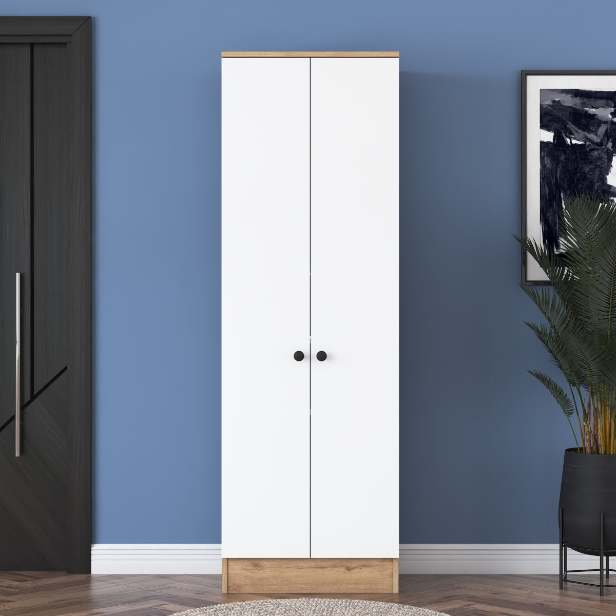 Elegance Tall Shoe Storage Cabinet White and Oak