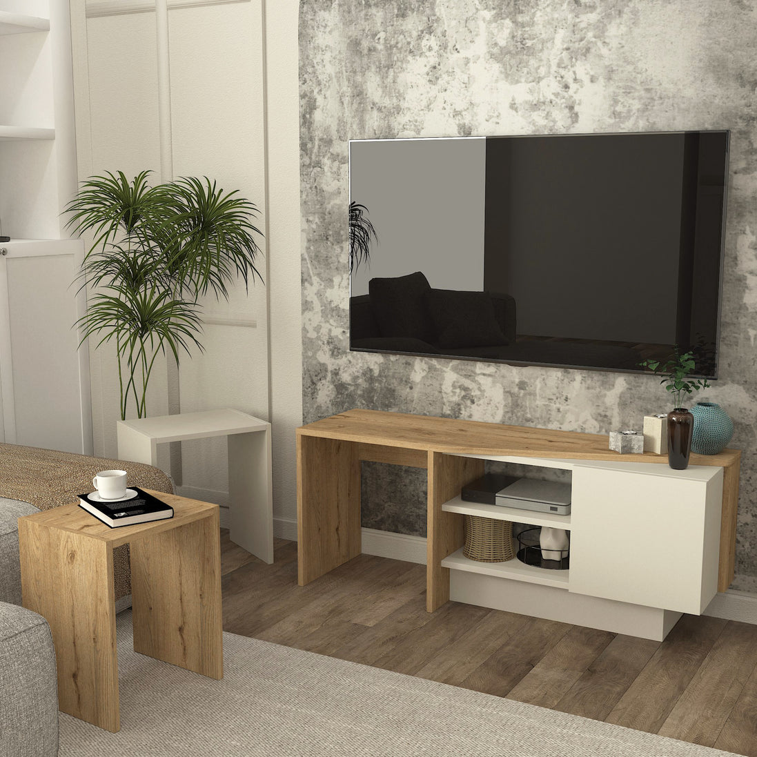 Rodega TV Stand with Nesting Table