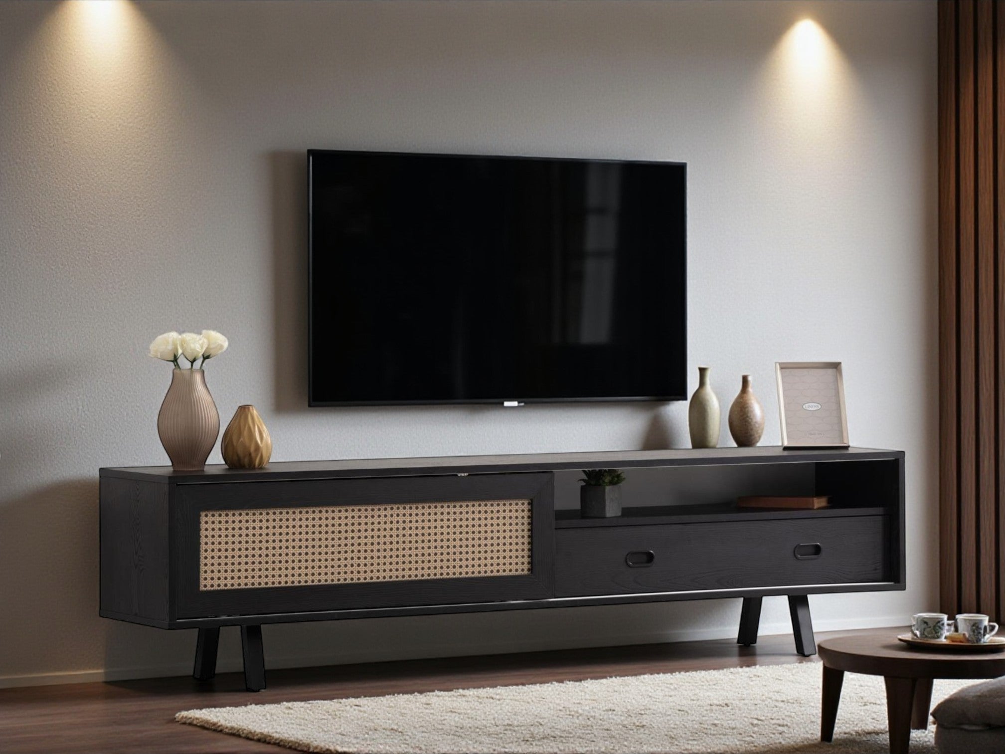 Finn Tv Unit Black 200cm