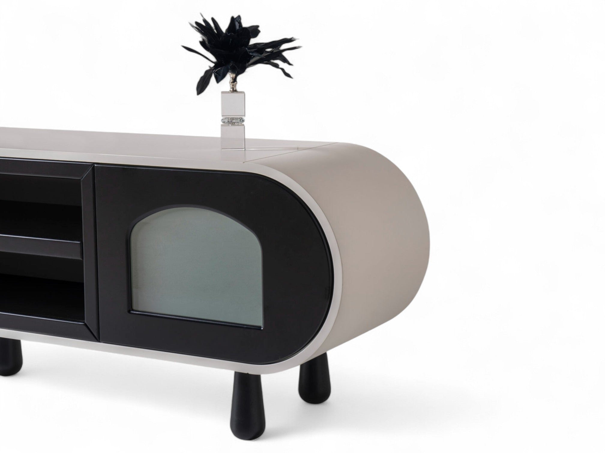 Glaze Tv Unit Cream Black 200cm
