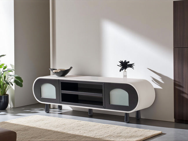 Glaze Tv Unit Cream Black 200cm
