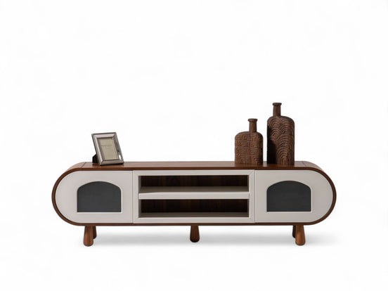 Glaze Tv Unit Walnut Cream 200cm