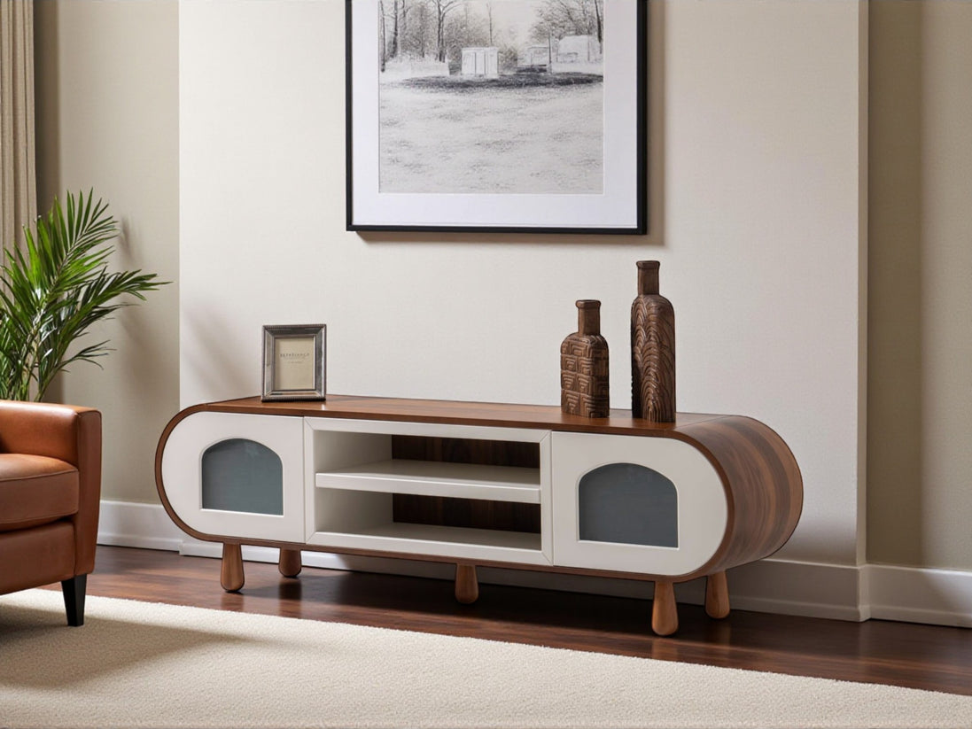Glaze Tv Unit Walnut Cream 200cm