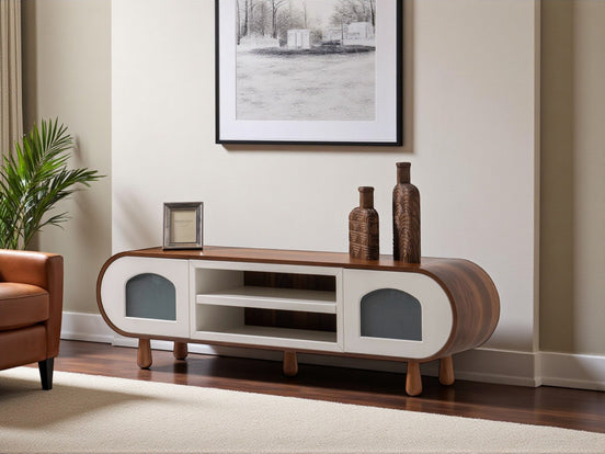 Glaze Tv Unit Walnut Cream 200cm