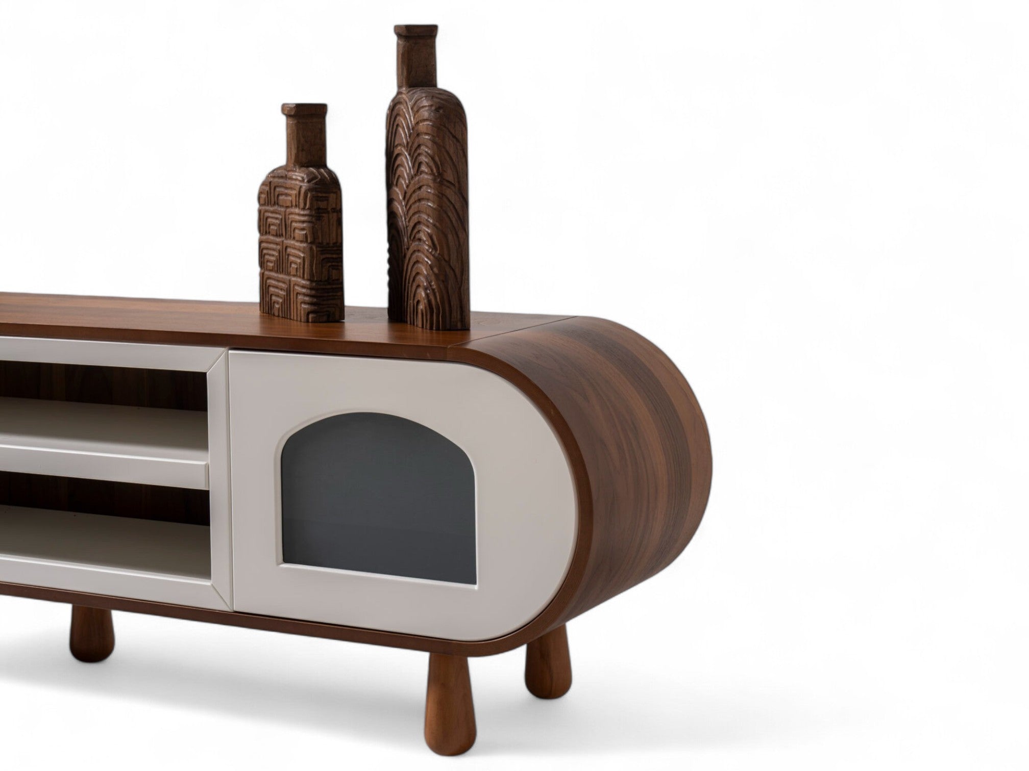 Glaze Tv Unit Walnut Cream 200cm