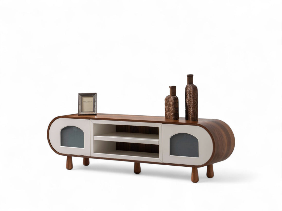 Glaze Tv Unit Walnut Cream 200cm