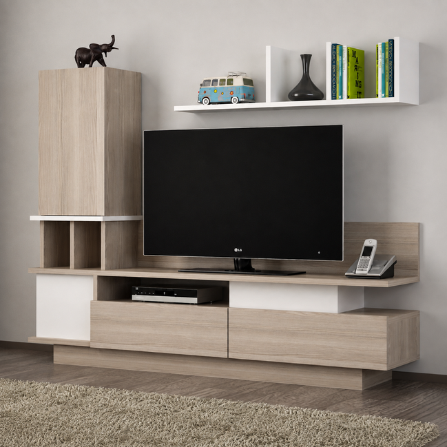 Como TV Unit with Wall Shelves