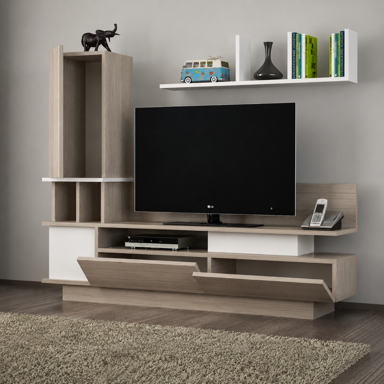 Como TV Unit with Wall Shelves