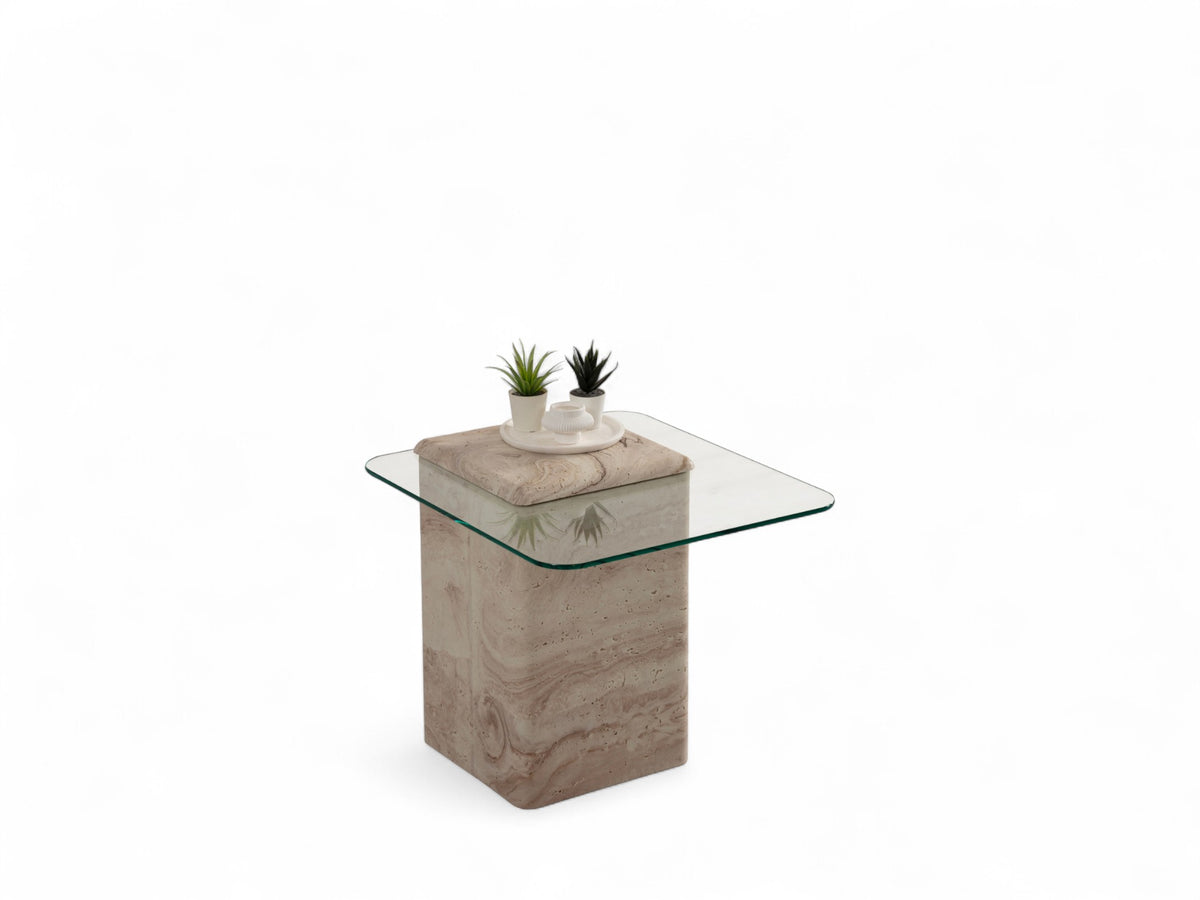 Latte Travertine Side Table