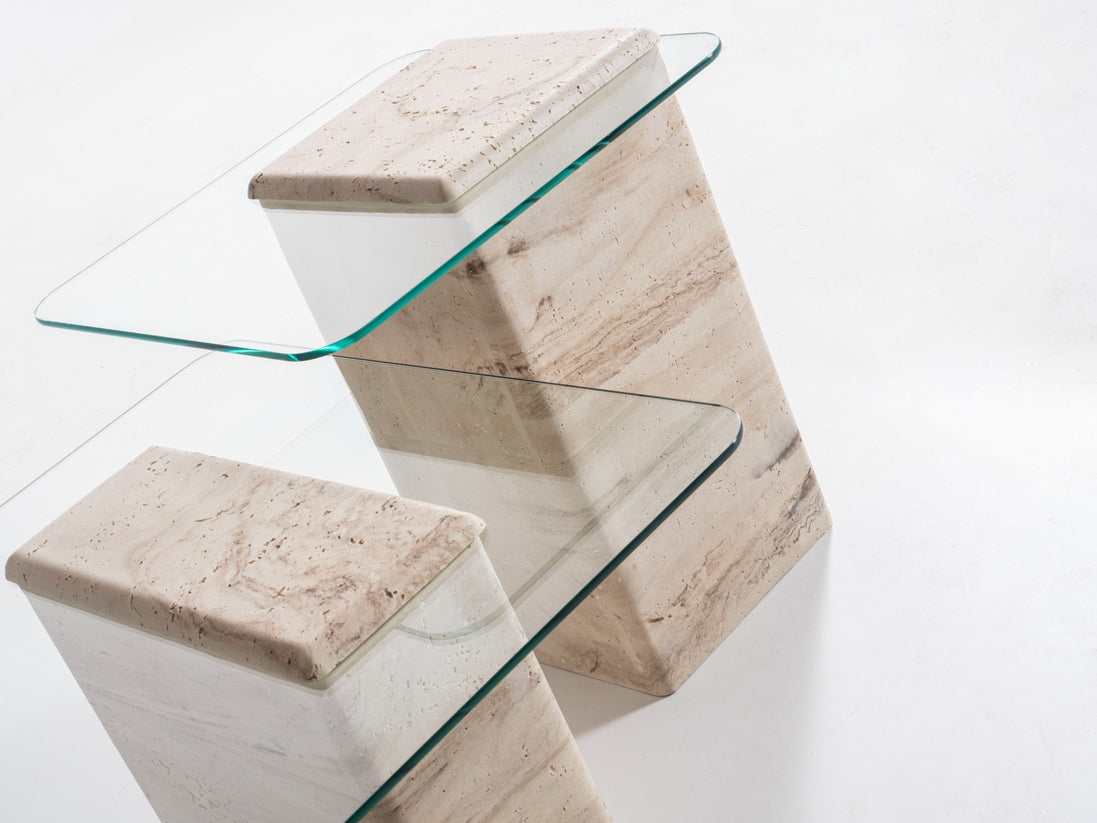 Latte Travertine Side Table