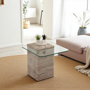 Latte Travertine Side Table
