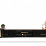 Lincoln Wooden Tv Unit Black 200cm