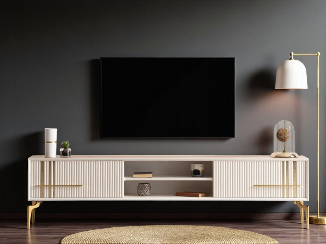 Lincoln Wooden Tv Unit Cream 200cm