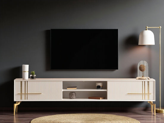 Lincoln Wooden Tv Unit Cream 200cm