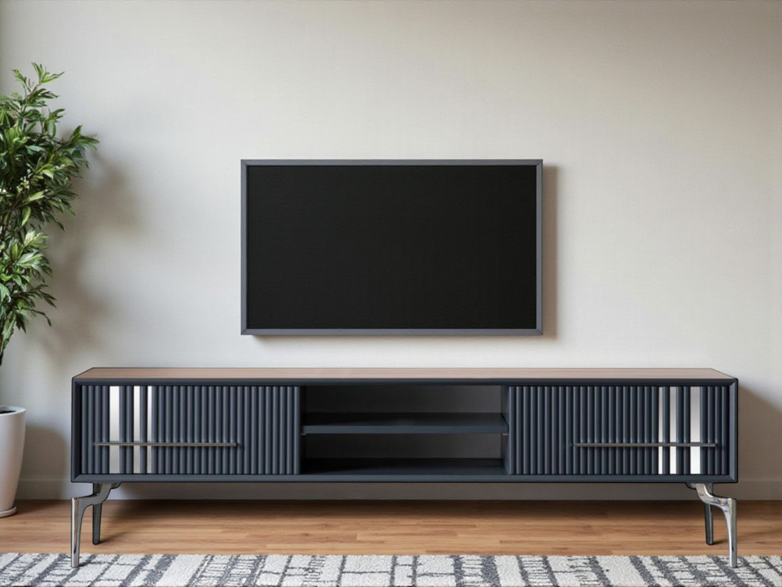 Lincoln Wooden Tv Unit Grey 200cm
