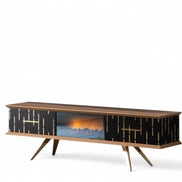 Monza Wooden Fire Tv Unit Black 160cm