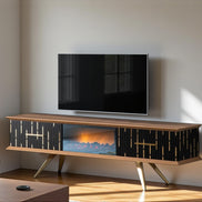 Monza Wooden Fire Tv Unit Black 160cm