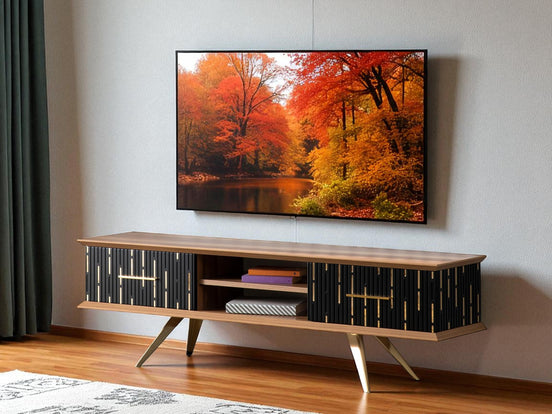 Monza Wooden Tv Unit Black 160cm
