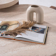 Supreme Travertine Walnut Coffee Table Set