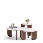 Thorin Walnut Travertine Coffee Table Set Of 3