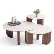 Thorin Walnut Travertine Coffee Table Set Of 3