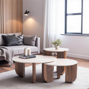 Thorin Walnut Travertine Coffee Table Set Of 3