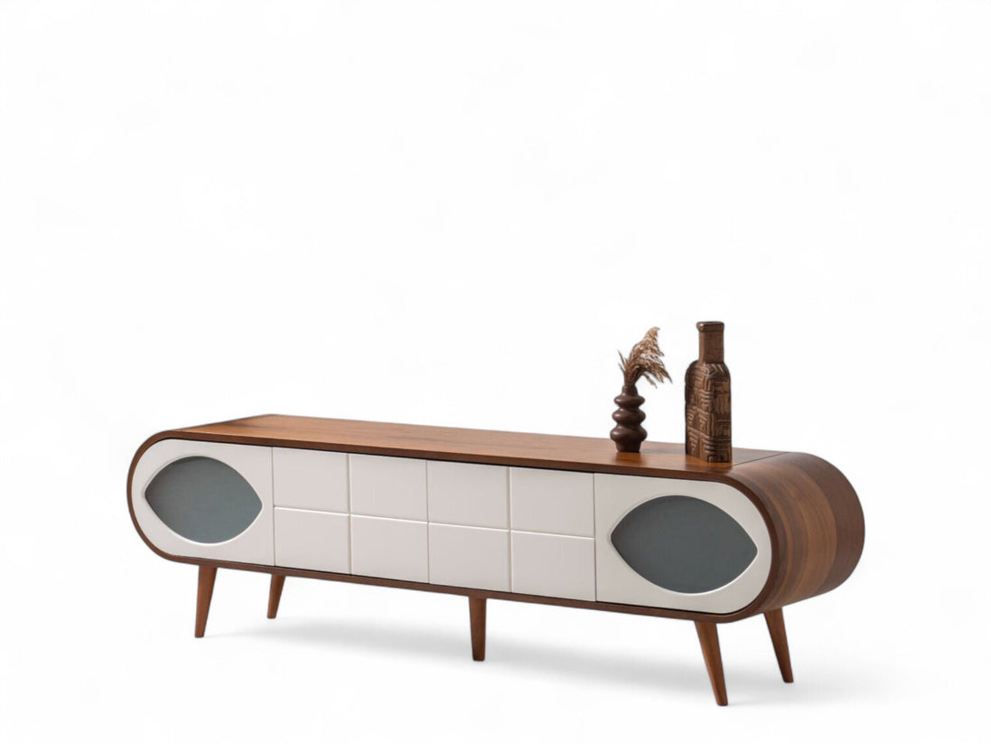Trench Tv Unit Walnut Cream 200cm
