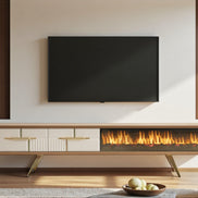 Tribe Wooden Fire Tv Unit Cream 200cm