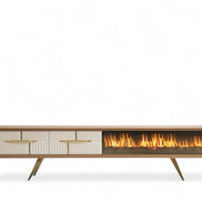 Tribe Wooden Fire Tv Unit Cream 200cm