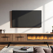 Tribe Wooden Fire Tv Unit Walnut 200cm