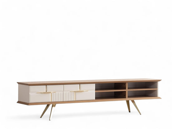Tribe Wooden Tv Unit Cream 200cm