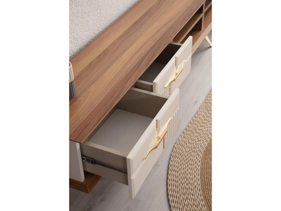 Tribe Wooden Tv Unit Cream 200cm