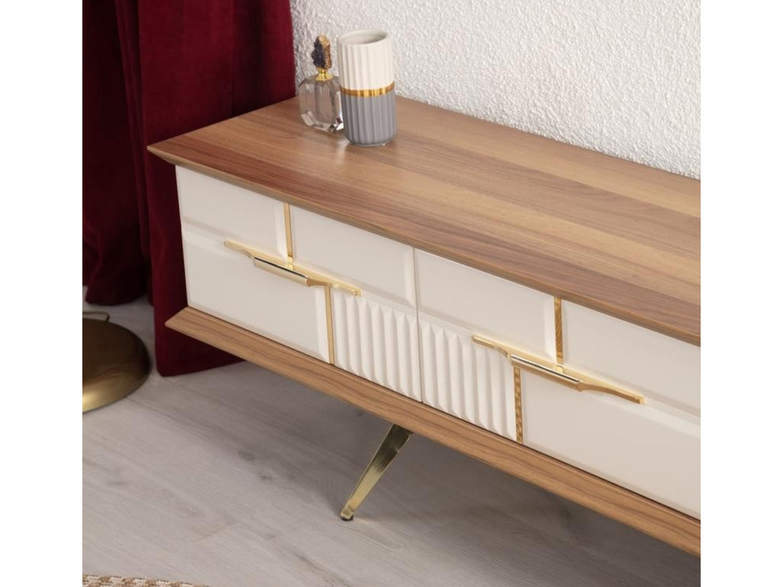 Tribe Wooden Tv Unit Cream 200cm