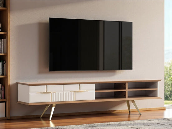 Tribe Wooden Tv Unit Cream 200cm