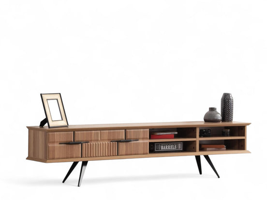 Tribe Wooden Tv Unit Walnut 200cm