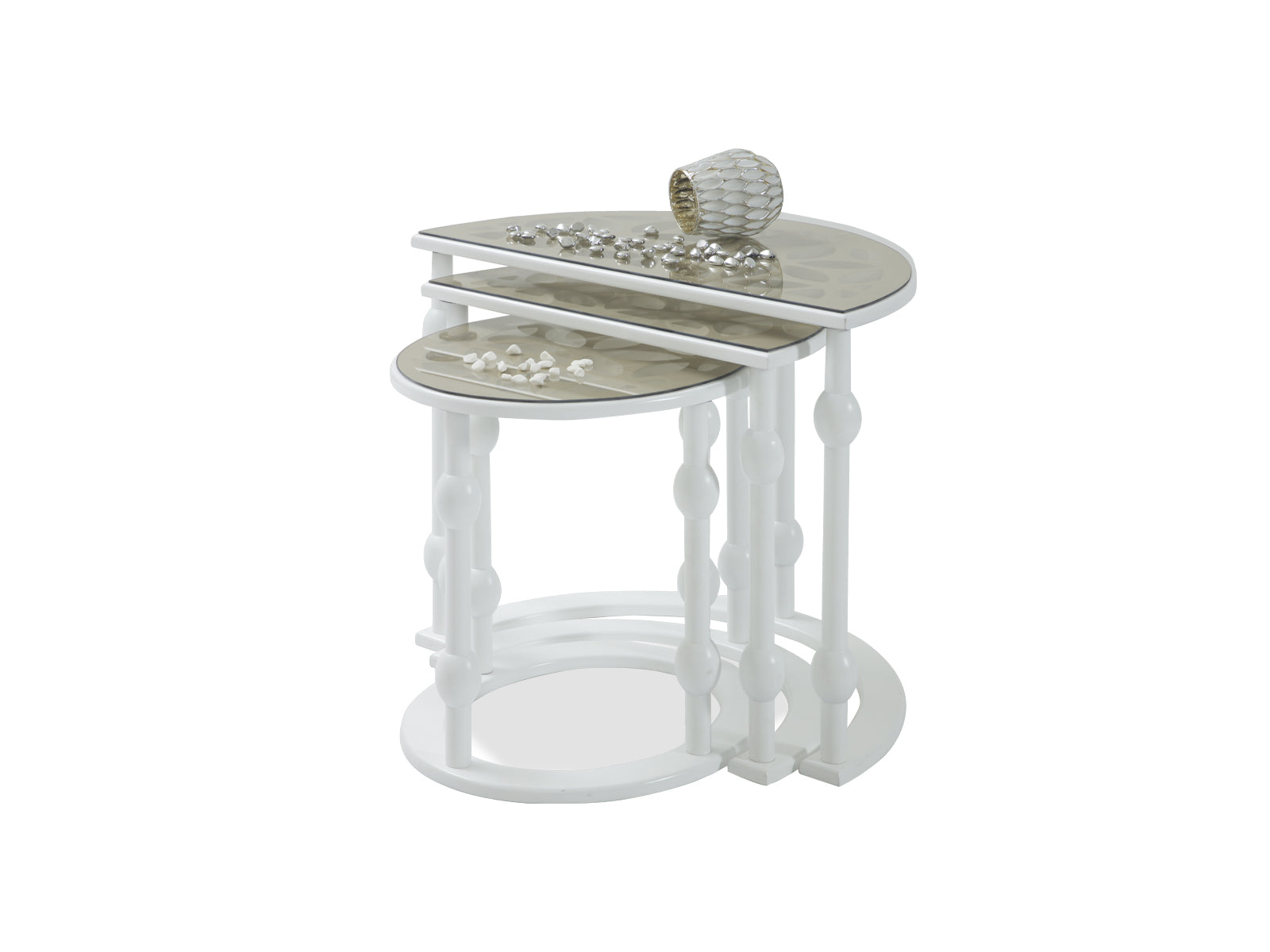 Mashrabiya Nesting Tables White