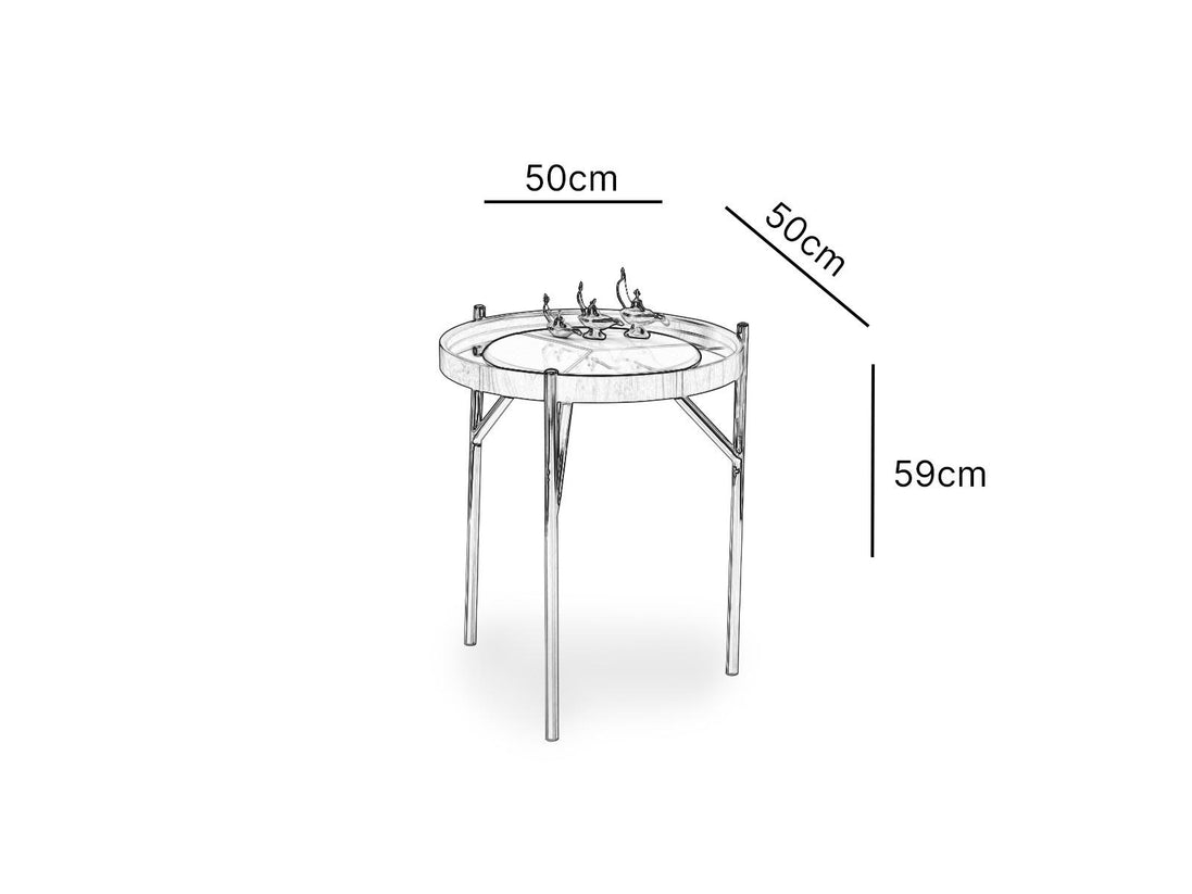 Kinza Cream Gold Side Table