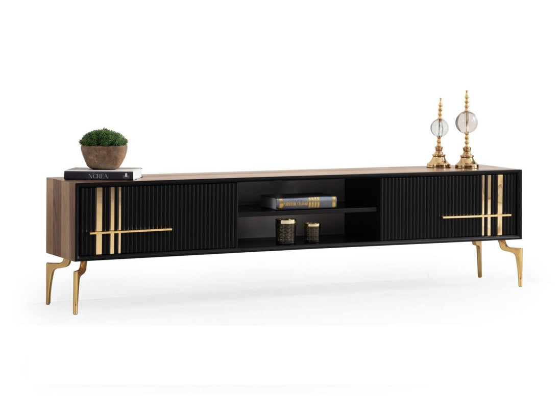 Lincoln Wooden Tv Unit Black 200cm