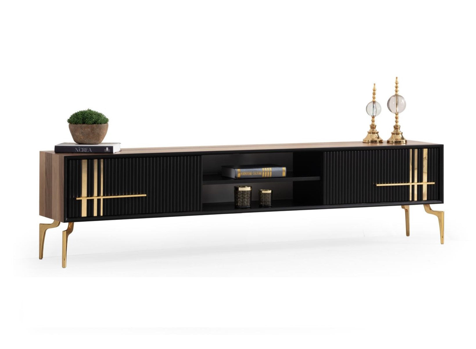 Lincoln Wooden Tv Unit Black 200cm