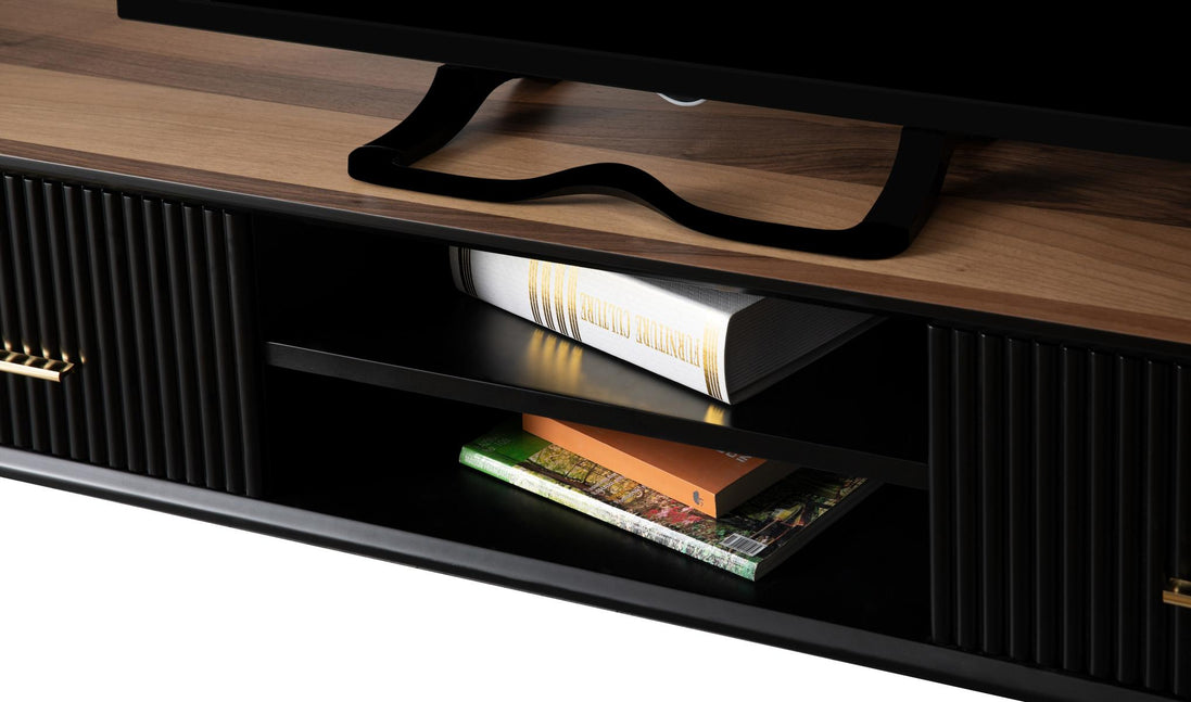 Lincoln Wooden Tv Unit Black 200cm